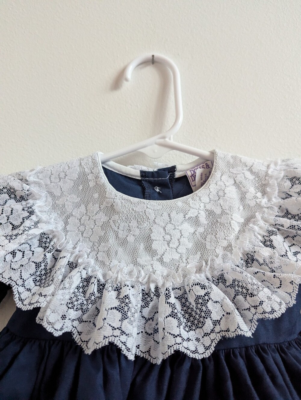 Vtg Dolls & Darlings Dress 6m Navy Frilly Lace Ruffle Pageant - Picture 2 of 6